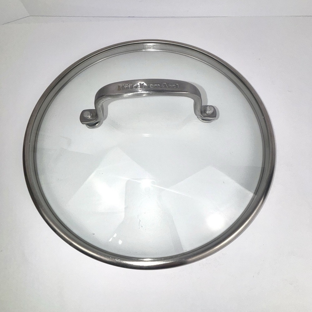 KitchenAid 9.5" Inside Rim Tempered Glass Replacement Lid Stainless Rim Handle